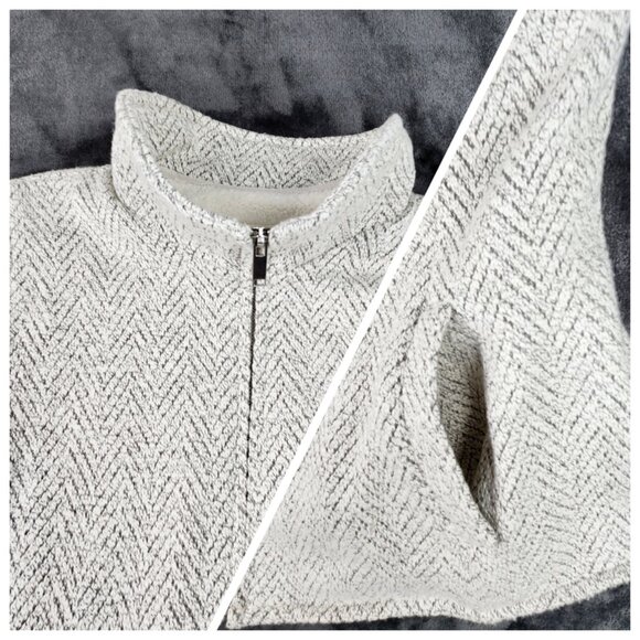Altar'd State Gray Chevron Sherpa Vest Full Zip Size M Gray Fleece Lining - Picture 4 of 7